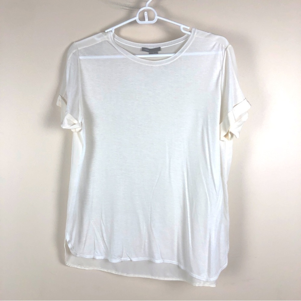 Vince white cuff short sleeve tee size large